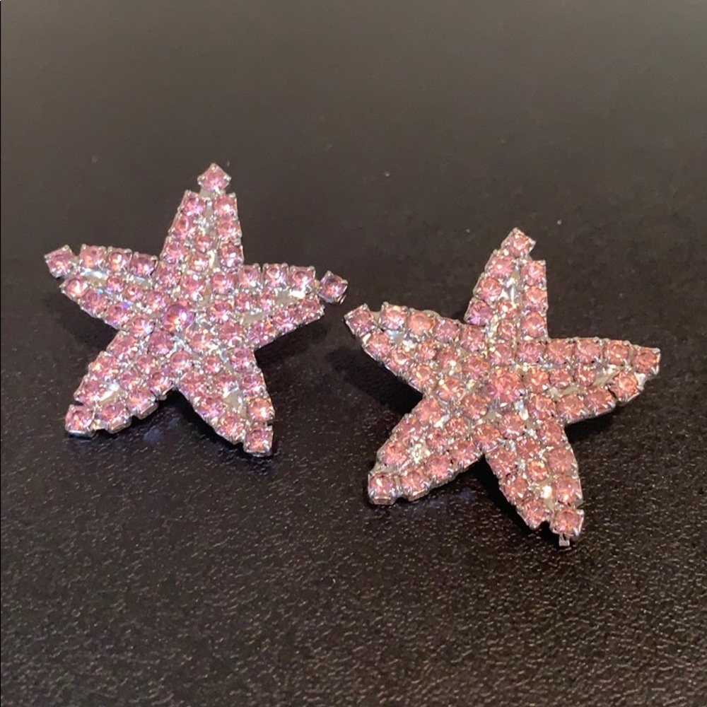 Vintage Ylang Ylang Pink Star Clip Earrings